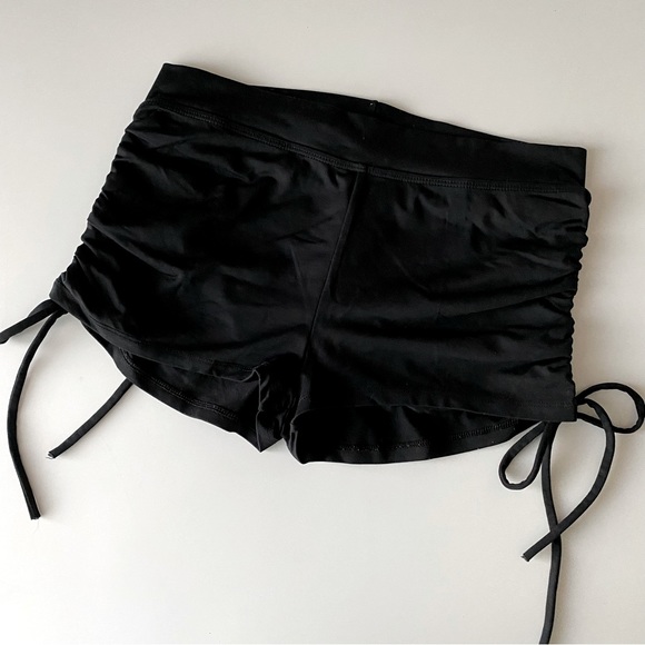 BalTogs Skirts Black Lycra Dance Shorts Cinch Side Ties Size Xl